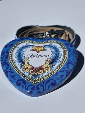 Brighton Cream Leather Belt with Silver Heart Accent